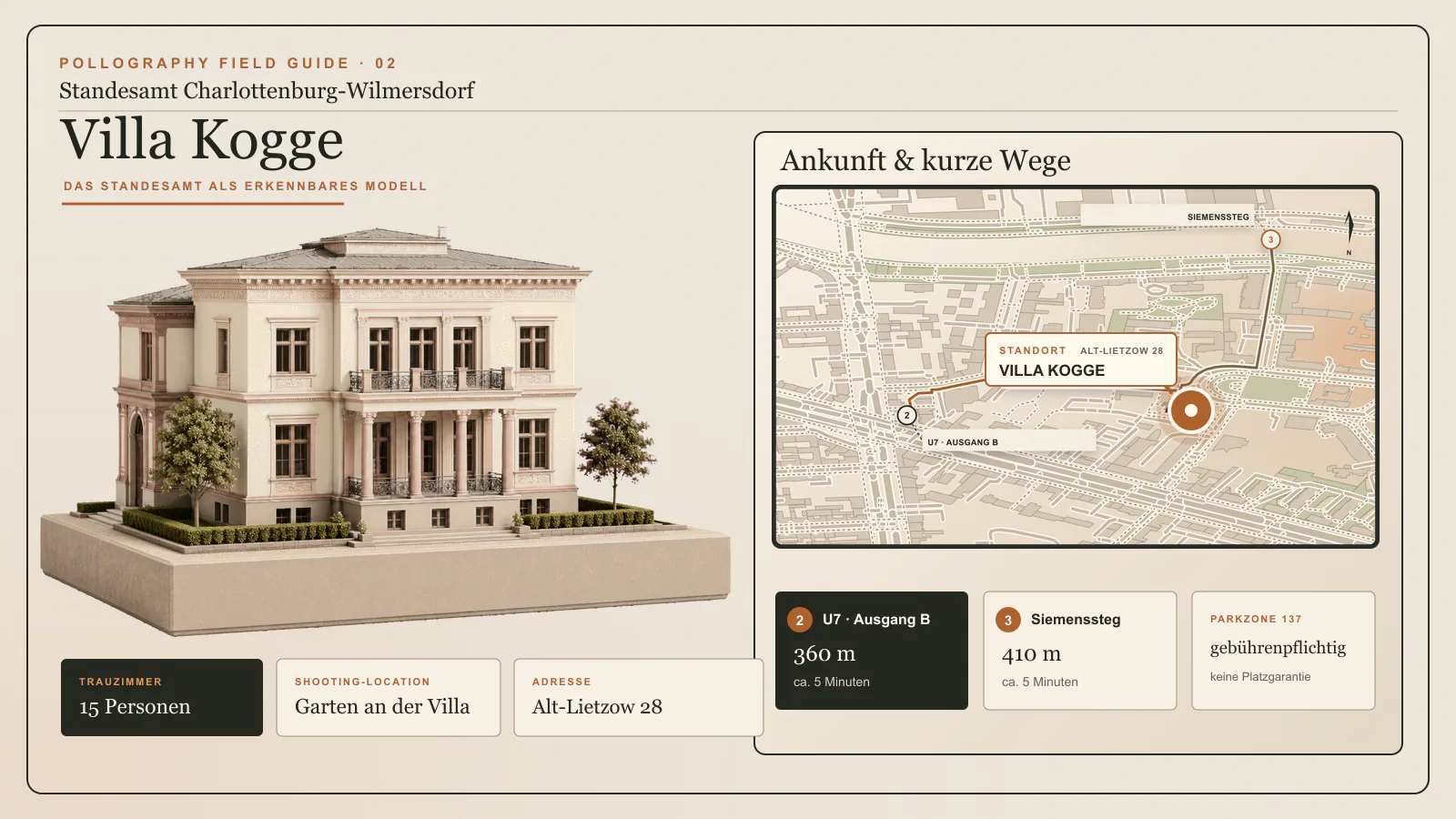 Villa Kogge heiraten: Standesamt Charlottenburg, Anreise & Fotospots